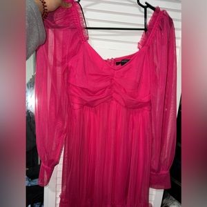 Hot Pink chiffon baby doll small forever 21 dress, worn only once.